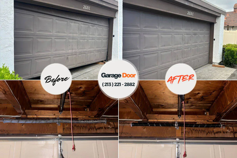 Before and after: garage door repair Arlington, NY